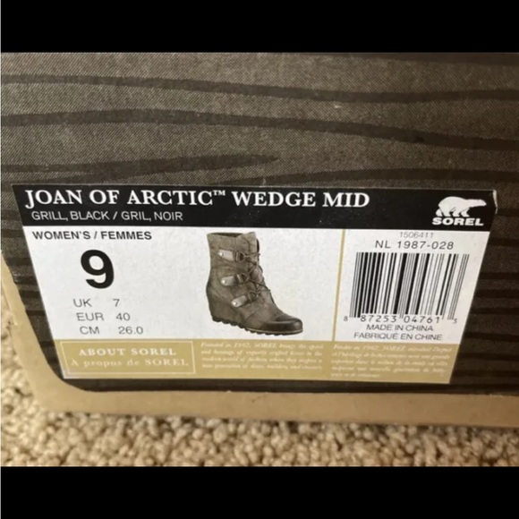 NIB Sorel Joan of Arctic Wedge Black Womens Sz 9 NEW W BOX
